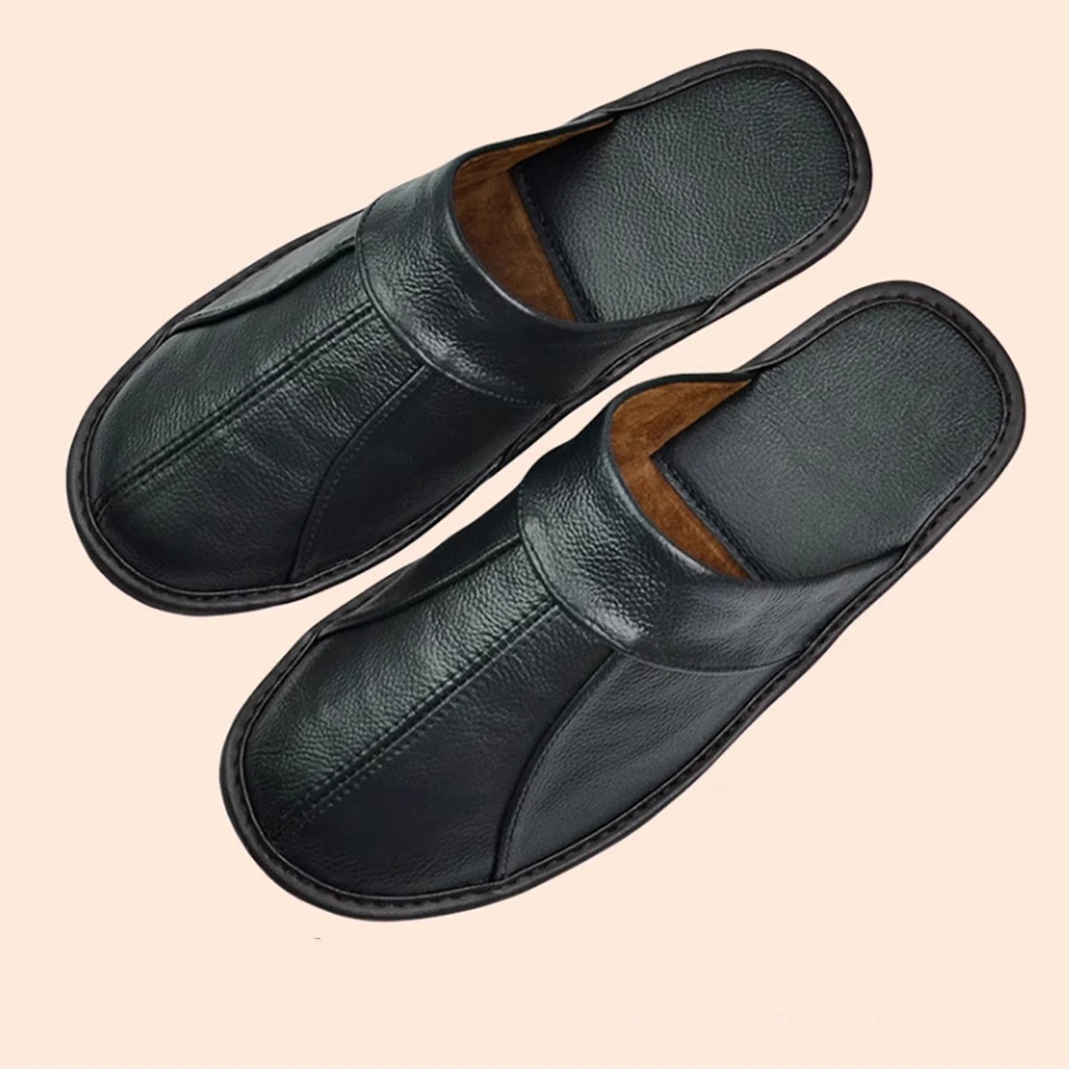 

Men Women Luxury Fashion Slippers Cow Split Leather Handmade Home Spring Slip On Soft Comfy Black Brown Indoor Flat Shoes Casual