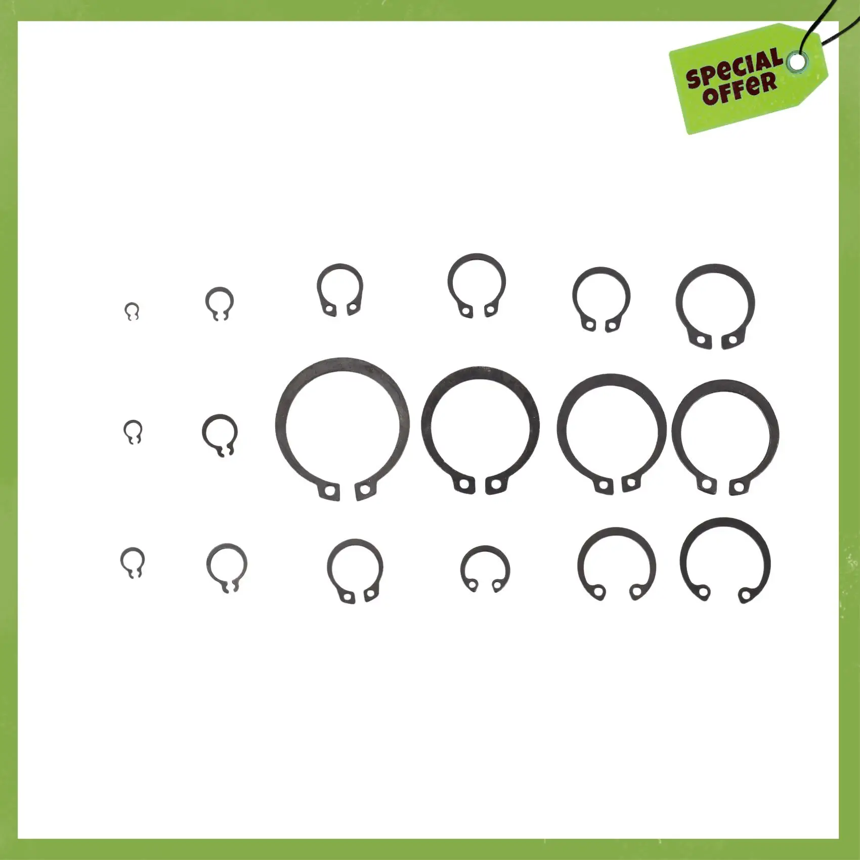 ABGP-300 قطعة C-مقاطع حلقة المفاجئة الخارجية غسالة سوداء الأجهزة Cir كليب الاحتفاظ حلقة مجموعة لل السحابات الصناعية 18 أحجام