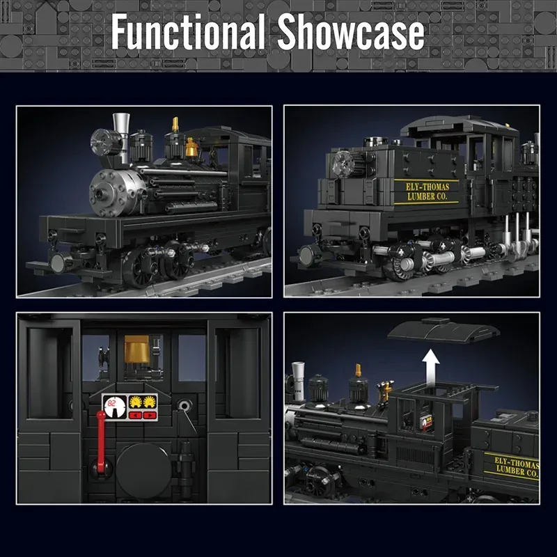 Mould King Shay-Juego de construcción de locomotora de vapor con control remoto LED/aplicación, modelo de tren, Kit de bloques con pistas, juguete para niños