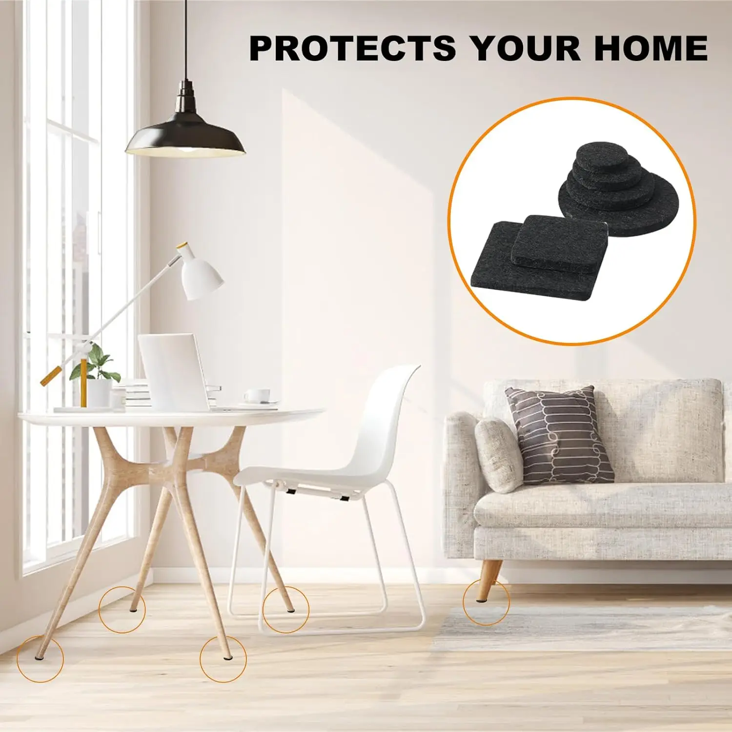 192 Pcs Felt Furniture Pads for Hardwoods Floors, Self Adhesive Cuttable Chair Felt Pads