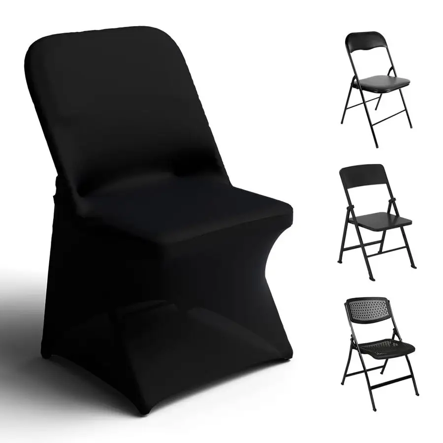 

Spandex Folding Chair Covers 30 Pcs Universal Fitted Stretchy Dining Chair Slipcovers for Wedding Party Banquet FlatFront Chair