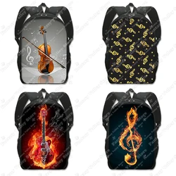 Musical Instrument Guitar / Violoncello / Violin Backpack Music Note Rucksack Canvas School Bags for Teenager Travel Book Bag