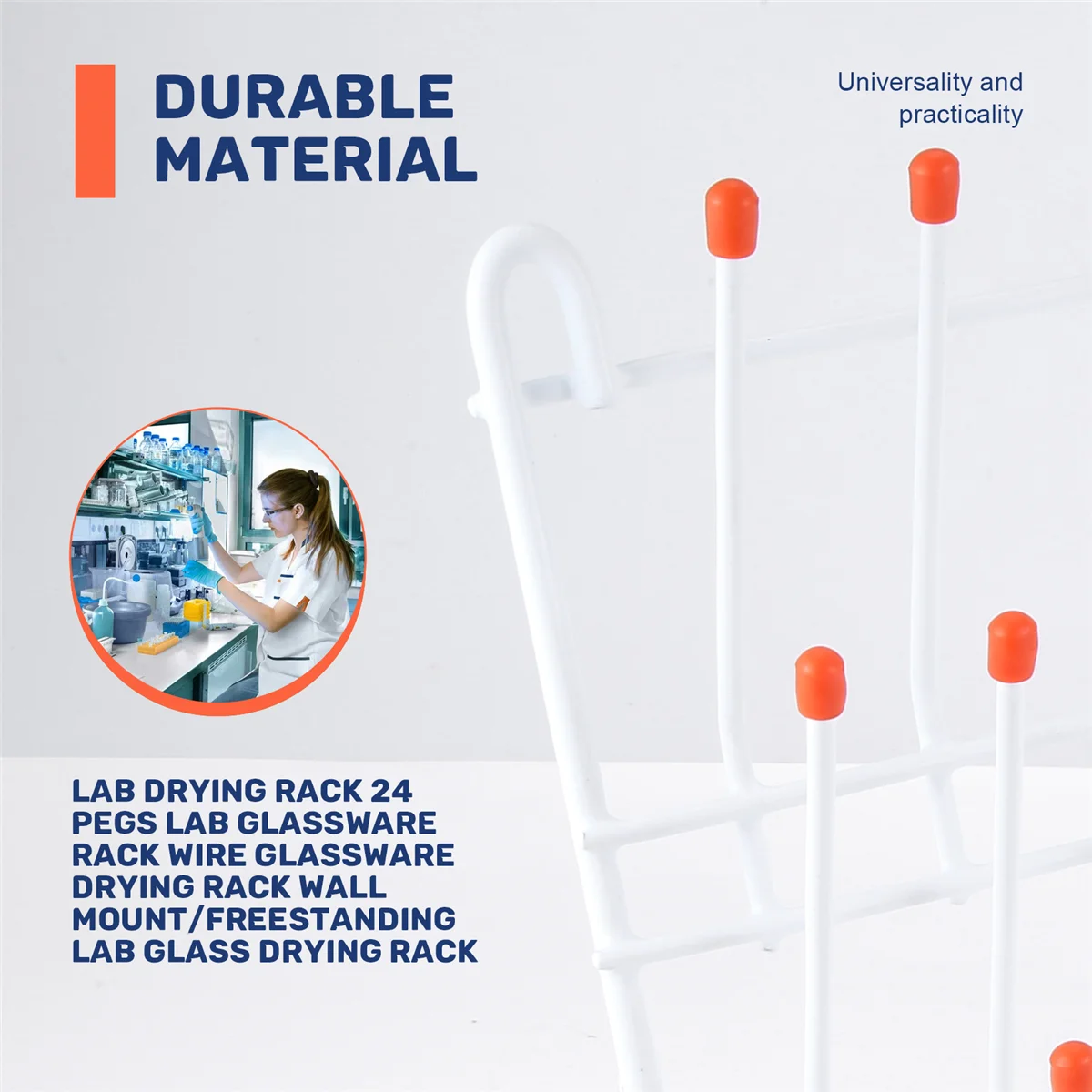 ABJG-Lab تجفيف الرف 24 أوتاد مختبر الأواني الزجاجية رف سلك الأواني الزجاجية تجفيف الرف جدار جبل/مختبر قائم بذاته