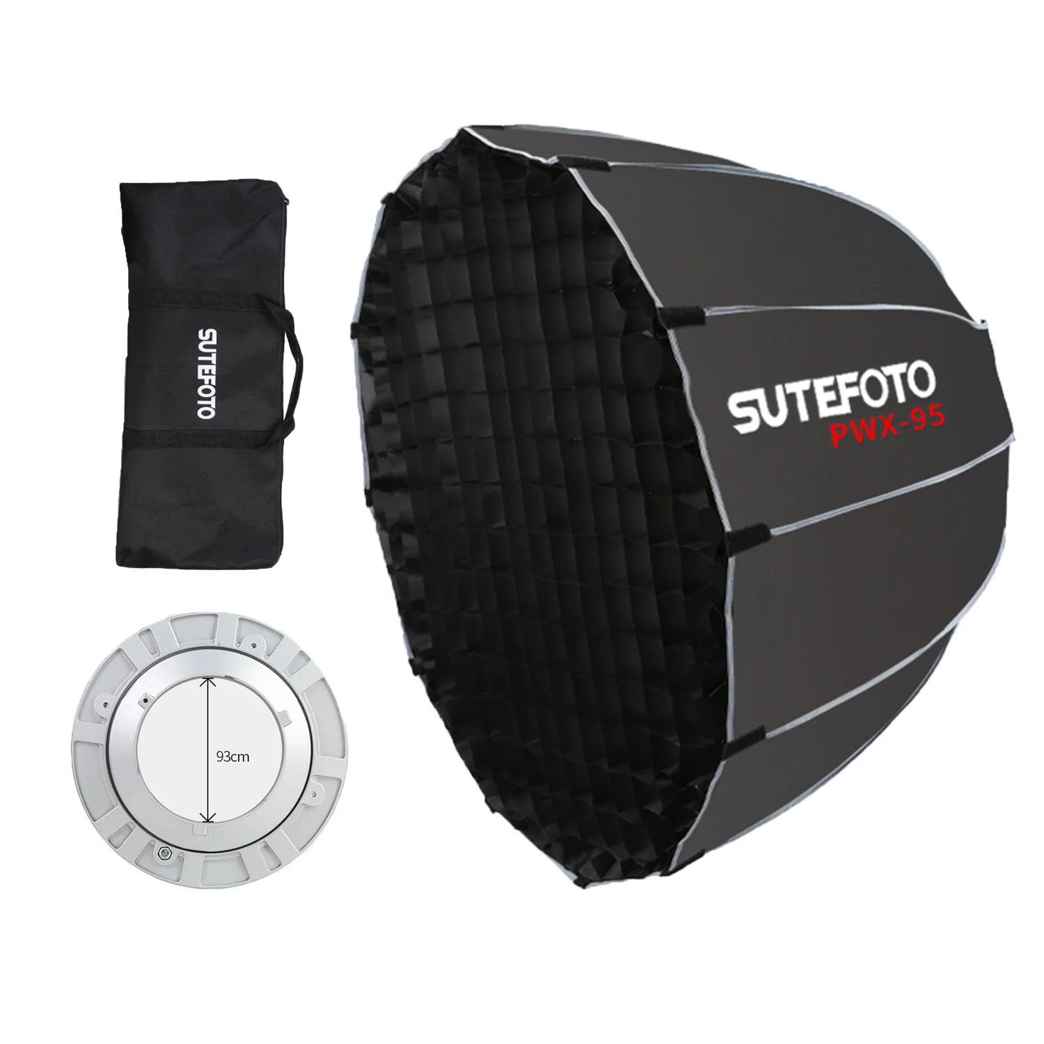 SuteFoto PWX 65-95cm Professional Octagon Softbox Foldable Speedlite Flash Diffuser with Honeycomb Grid Photography Lighting