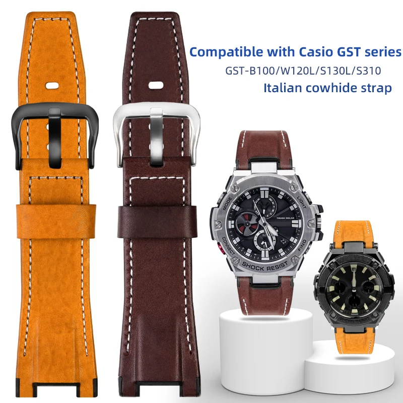 

GST-B100 Leather strap For Casio GST-B100 watch belt S130 W300 W330 GST-W120 s120 W130 S100 metal watchband Men's nylon bracelet