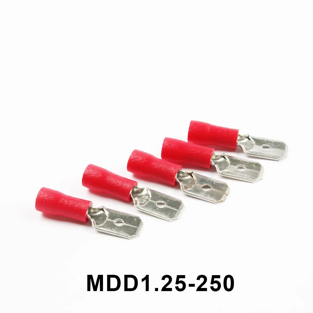 DIANQI MDD1.25-250 male Insulated Spade Quick Connector Terminals Crimp Terminal AWG MDD1-250 100PCS/Pack MDD