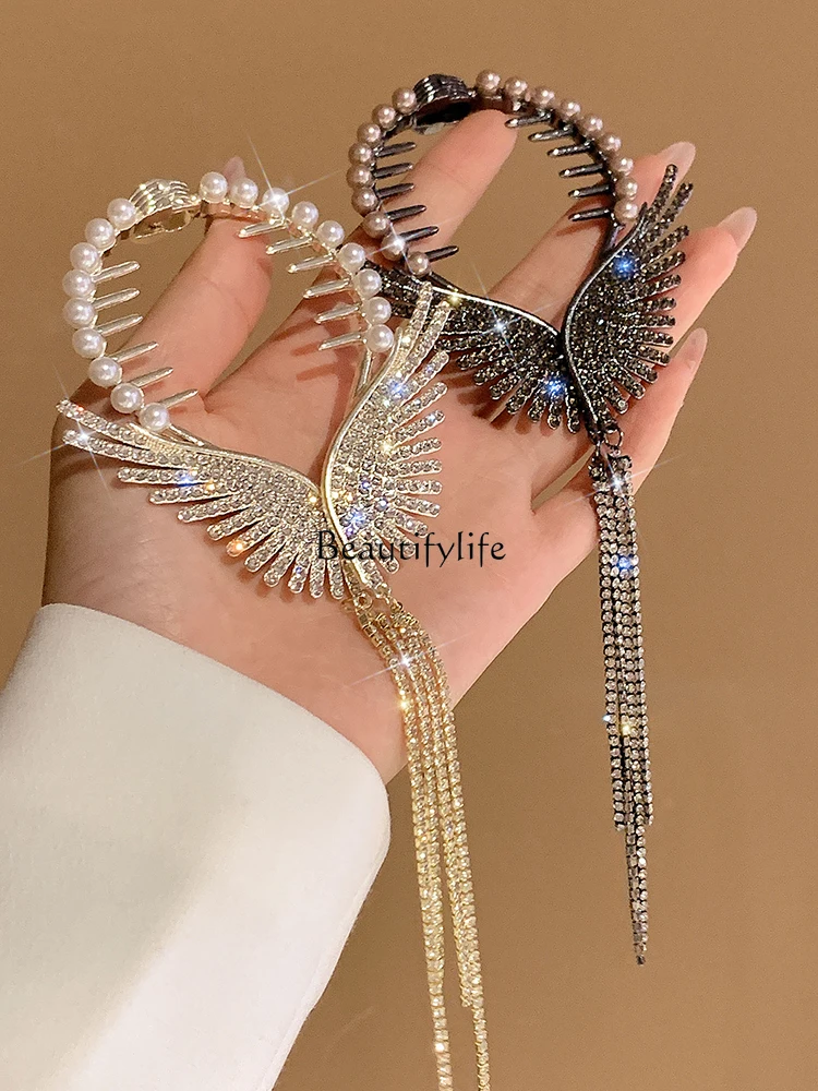 Angel Wings Tassel Hairpin Women's High-Grade Clip Bun Updo Gadget Headdress