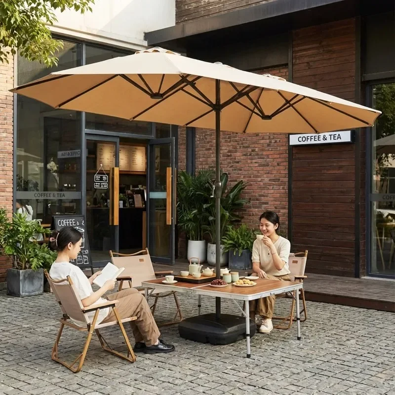 Center Pole Large Outdoor Shade Umbrella Triple Head Patio Garden Commercial Camping Umbrella Beach Picnic Umbrella