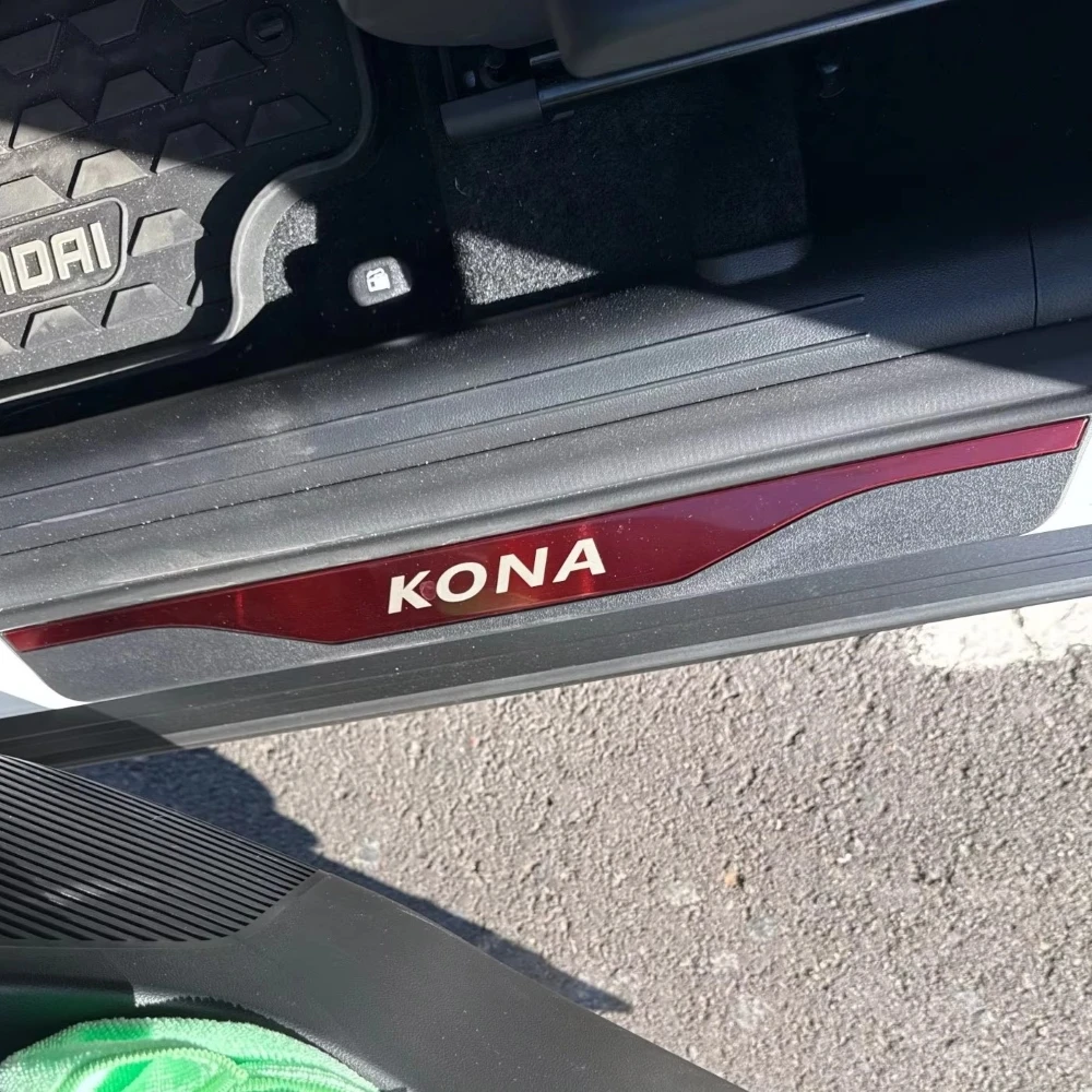 For Hyundai Kona 2027 2026 2025 2024 2023 2022 2021 2020 2019 Door Sill Protector Sticker Plate Guard 3D Pedal Auto Part Styling