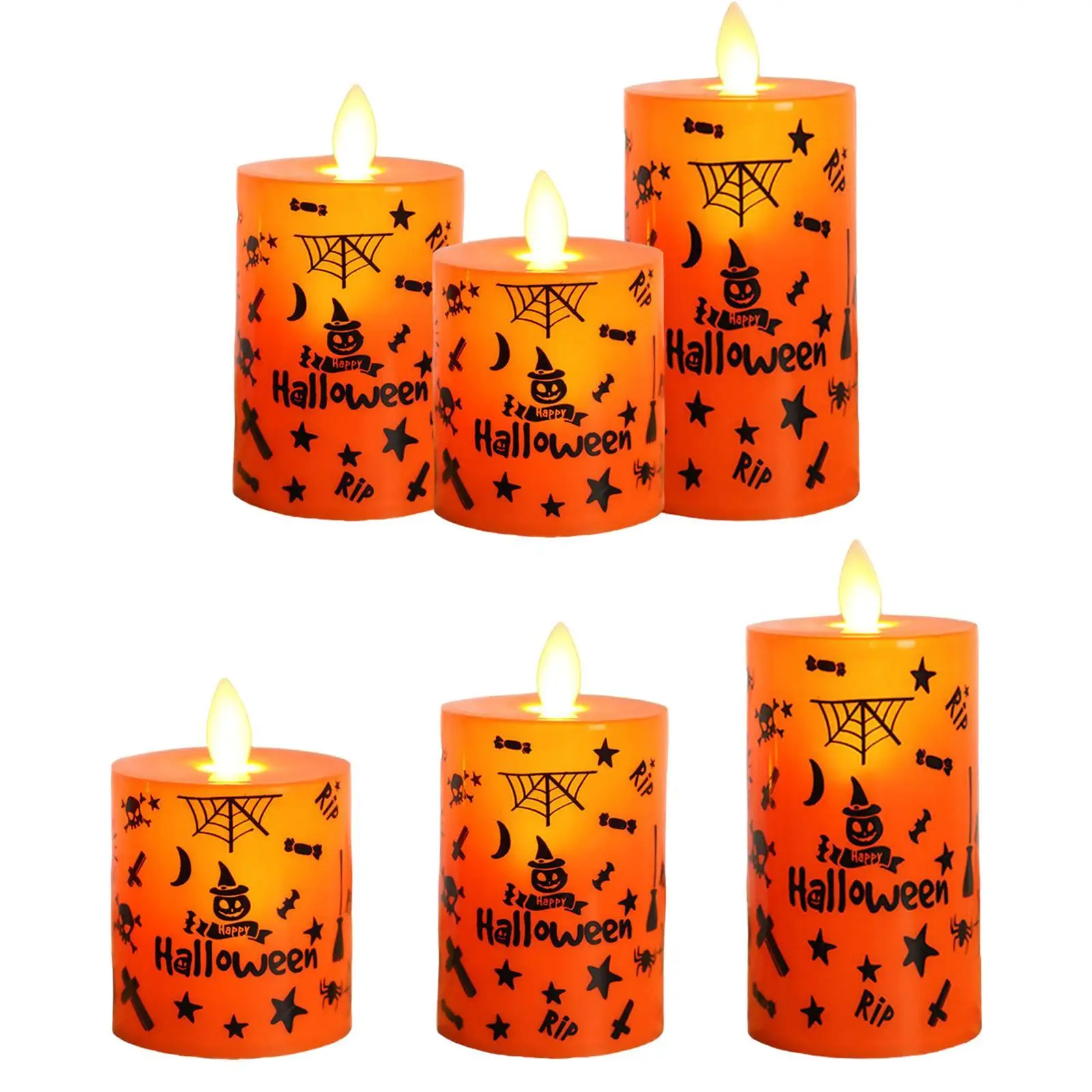 

Flickering Flameless Candle Farmhouse Halloween Candle LED Pillar Candle for Living Room Home Housewarming Festival Dining Table