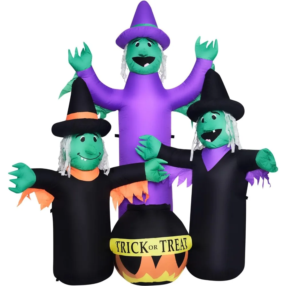 

Halloween Decoration 6-Ft. Pre-Lit Brewing Witch Trio with Cauldron Blow Up, Inflatable Yard Halloween Decorations for Haunted