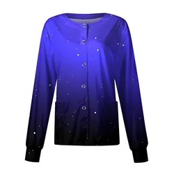 Plus Size Long Sleeve O-Neck Blouse Women Uniforms Tops Comfortable Solid Nurse Nursing Costume Jackets Working Uniform