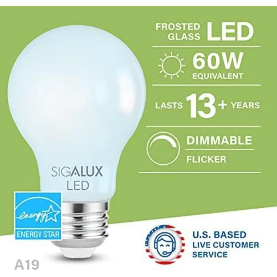 G25 LED Globe Light Bulb, Dimmable Vanity Light Bulb 60W Equivalent, E26 LED Filament Frosted Glass Bulb 5000K Daylight, Round