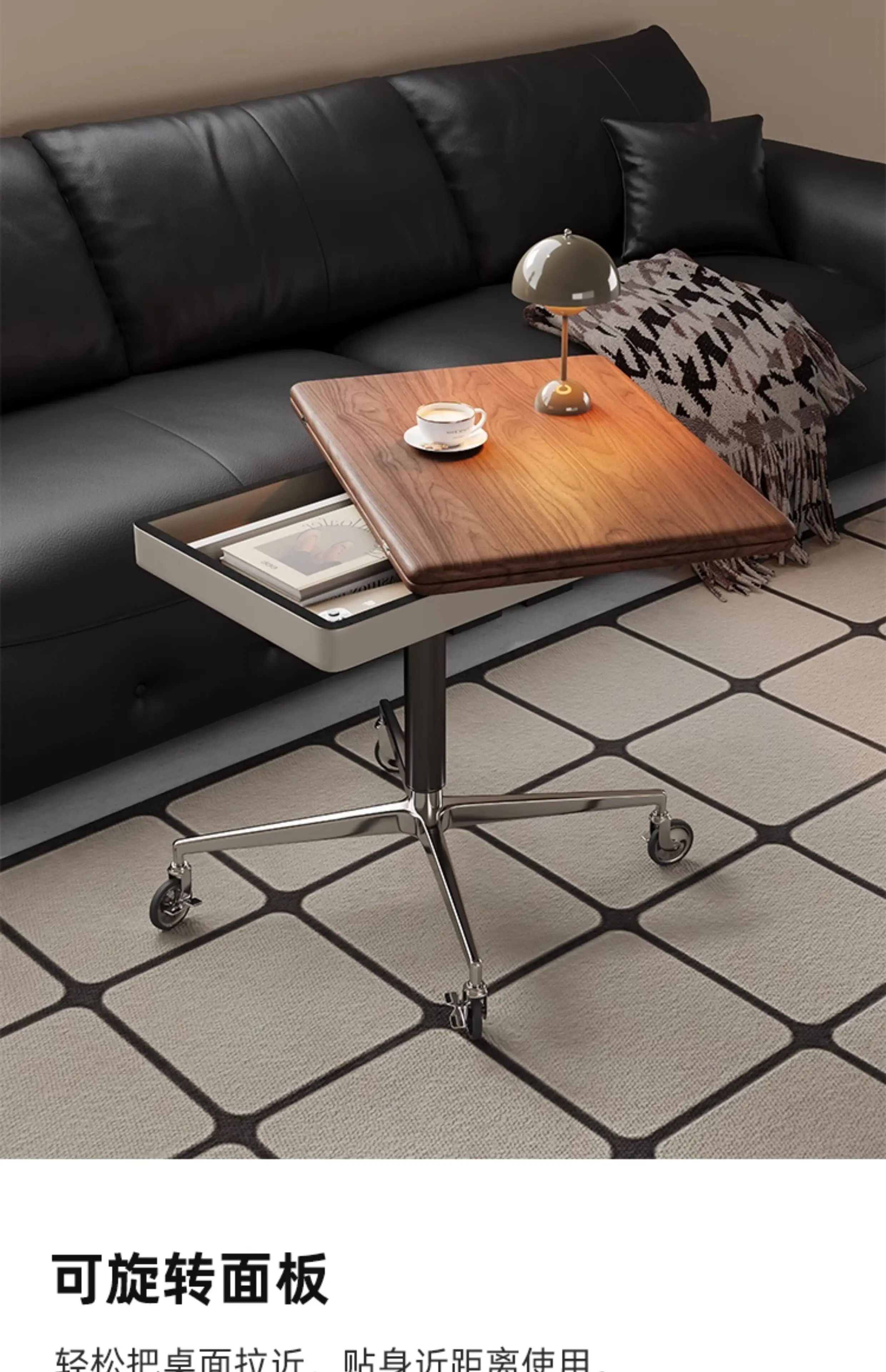 Zml movable height-adjustable tea table/dining table - dual-folding solid wood small tea table for living room, small apartments