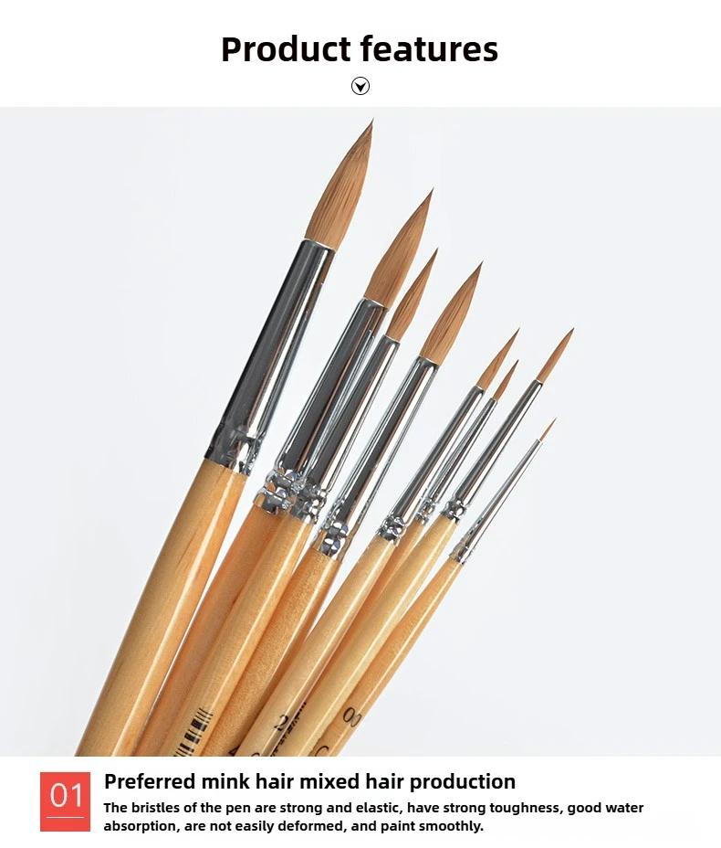 1Pcs Russische Weiße Nächte Sonnet Nerz Mix Haar Malerei Pinsel Haken Linie Stift für Wasser Farbe Malerei Zeichnung Schule kunst Liefert – Detail 4
