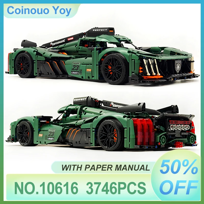 Crafted Sport Car 9X8 Racing Model Building Blocks GULY 10616 High Tech Speed Vehicle Bricks Puzzle DIY Toys Kit Christmas Gifts