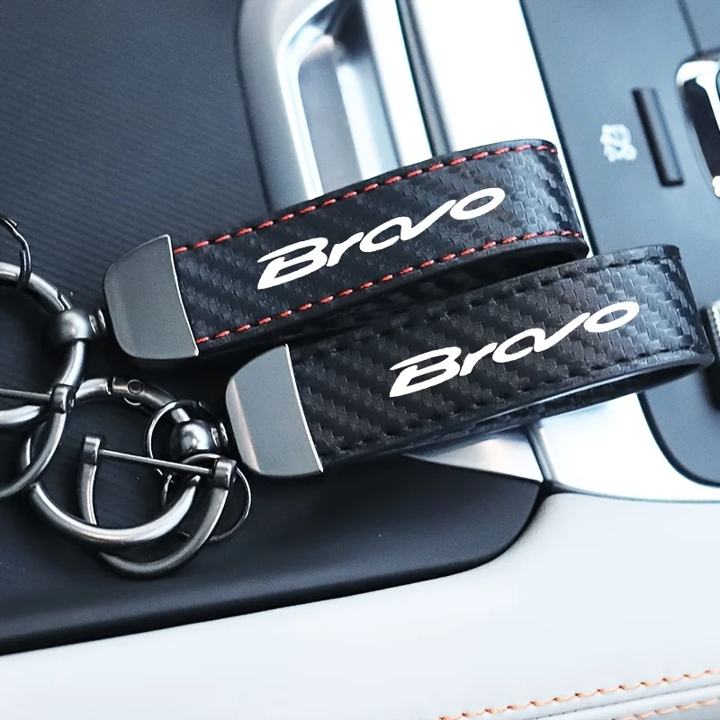 1pc personalizado logotipo de fibra carbono chaveiro preto personalizar anel carro chaveiro gravar chaveiro para fiat bravo