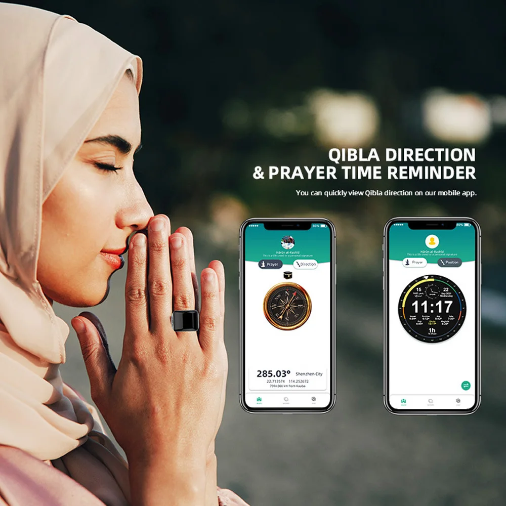 Middle East Worship Azanclock Prayer Counting Smart Ring App Controlled Bluetooth Ring Counter