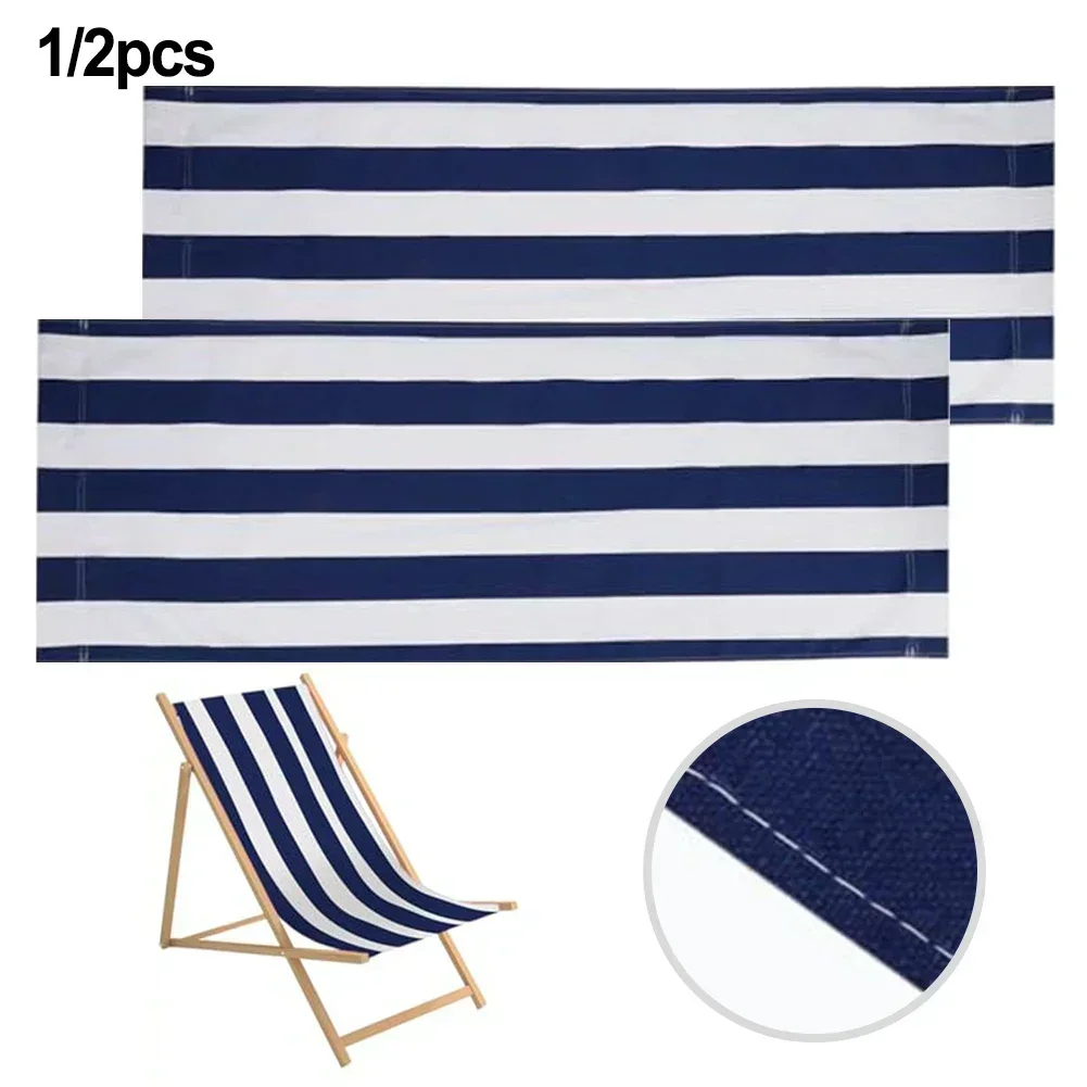 Beach Lounger Replace Cloth Polyester Cloth Fabric 120x44 Cm Blue And White Stripes Folding Chair Cover Parts