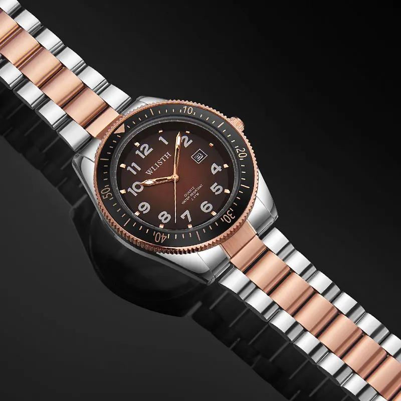 비즈니스맨 시계 패션 럭셔리 레트로 쿼츠 시계 방수 손목시계 발광 남성용 시계 남편 선물 reloj hombre