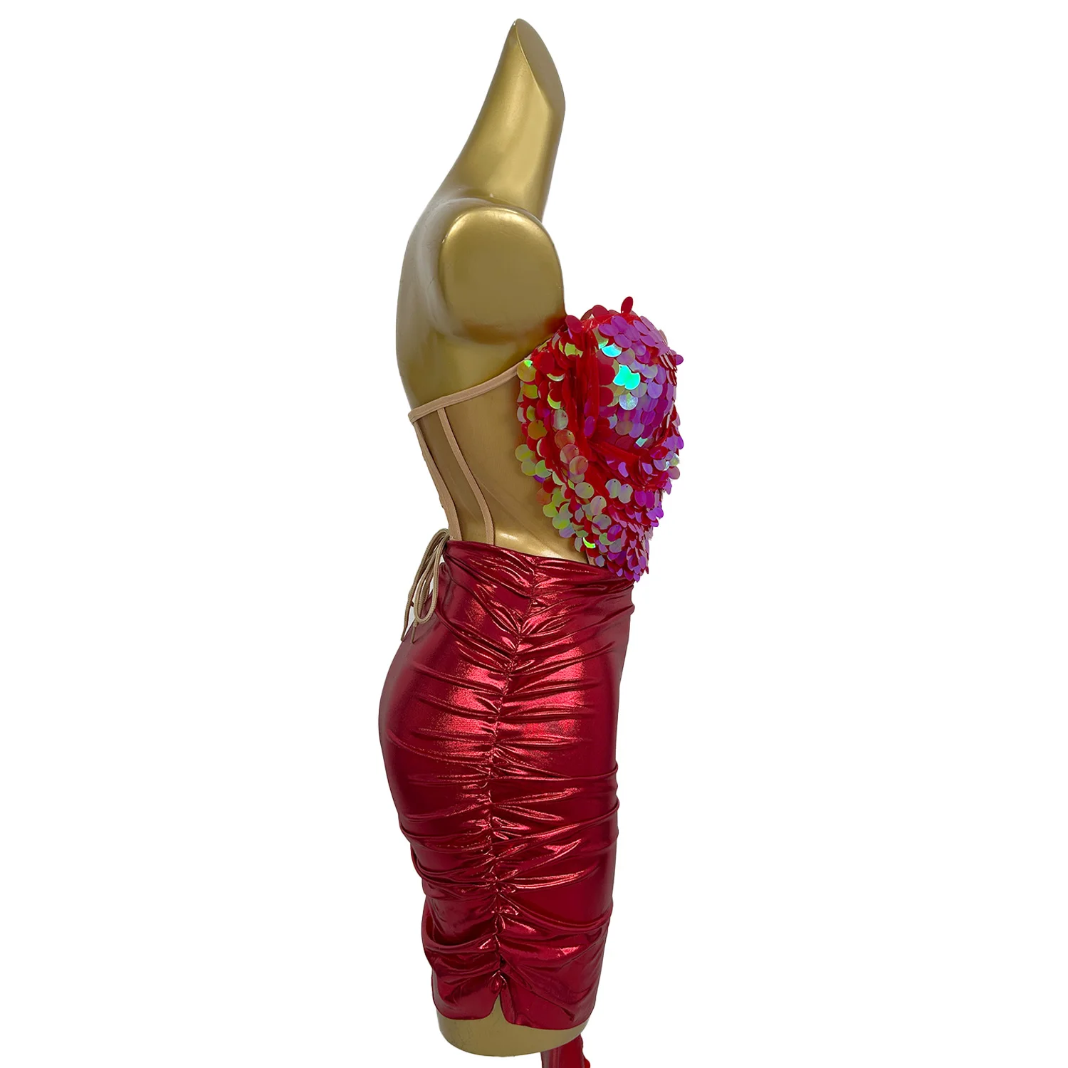 

Sparkly Sequins Crop Top Mini Skirt 2Pieces Set Women Sexy Celebrate Party Outfit Club Dj Performance Stage Dance Suit Yingbi