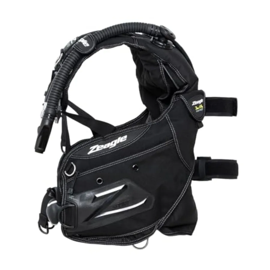 Scuba Diving BCD for Men Durable Nylon Black Comfortable Fit Easy Load/Adjust Quick-Access Pockets view 2