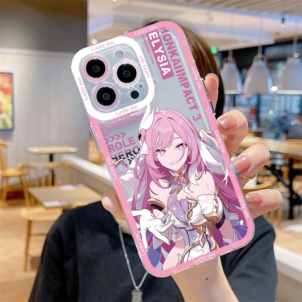 Honkai Elysia Game Phone Case For iPhone 15 14 13 12 11 Mini Pro Max X XR XSMax 6S 6 7 8 Plus SE20 Transparent Cover