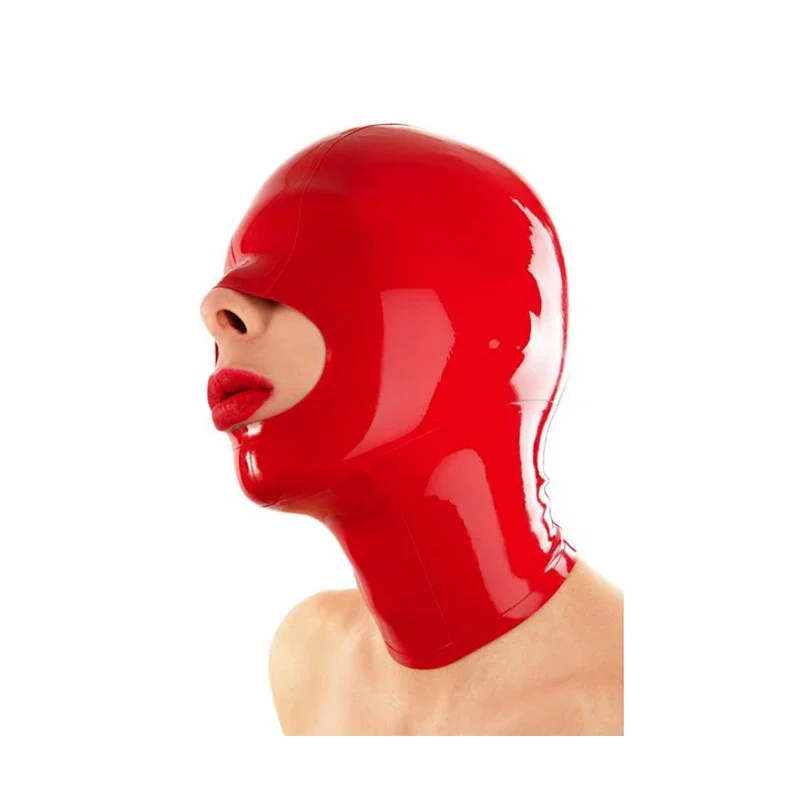 

Pure Rubber Hoods Natural Latex Materials and Open Mouth Adults Mask Unisex Handmade Headgear