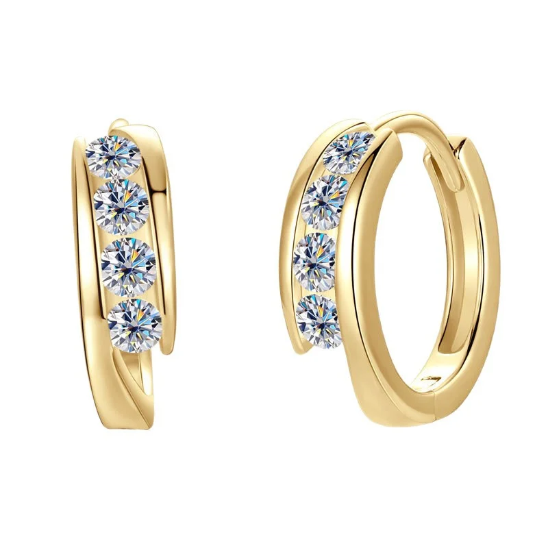 

ZFSILVER Trendy s925 Silver White Moissanite Fresh Design Circle Earrings For Charm Women Accessories Jewelry Party Gift EMO-591