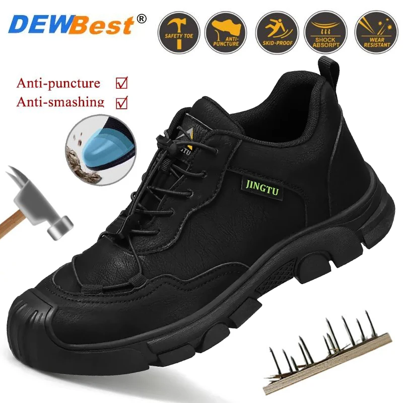 Men's All-Season Comfortable and Safe Work Safety Shoes with Rubber Soles for Impact and Puncture Resistance