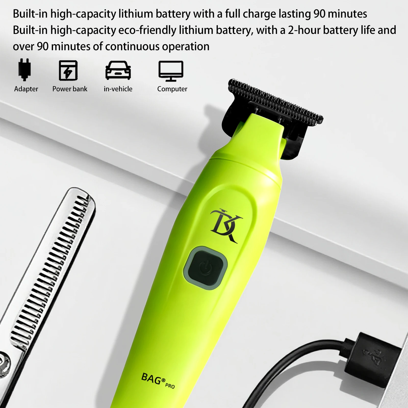 Cortadora de pelo inalámbrica para peluquero, cortadora de acabado eléctrica profesional, DK-01, 0mm, sin huecos