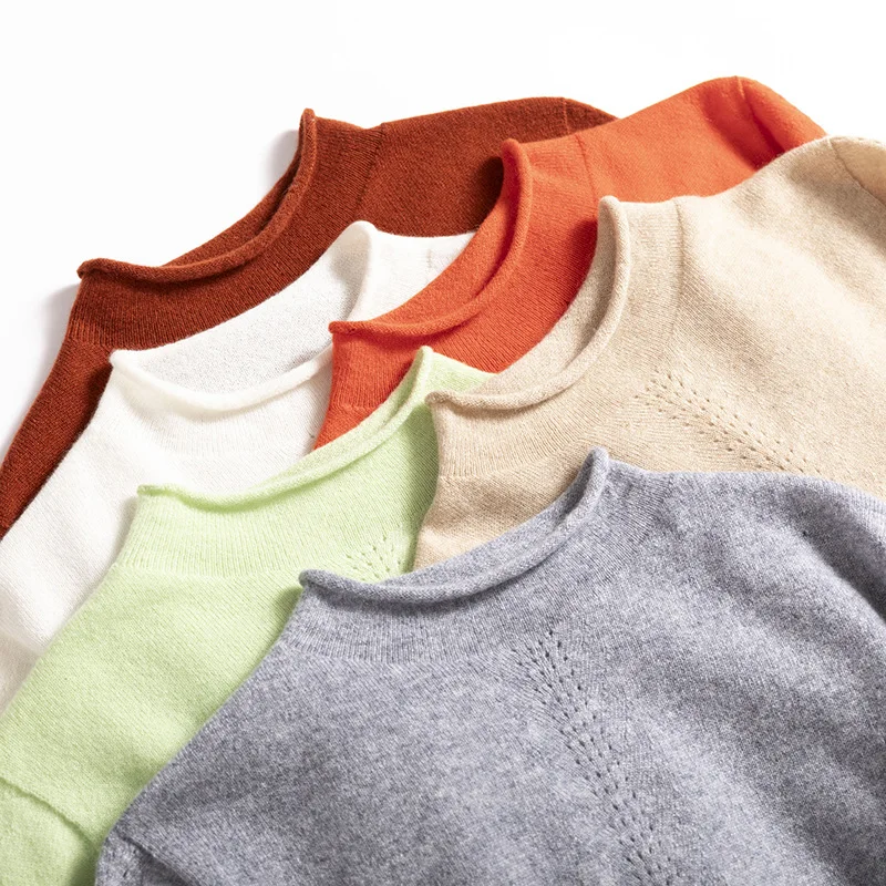 Winsleter - Elegancki sweter damski ze 100% kaszmiru, długi rękaw, golf, gładki, podstawowy, casualowy, cienki sweter dzianinowy, jesień 2025 T58333CC