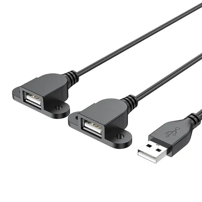 

Y1UB USB Y Splitter Cable USB Male to 2 Female Extension Cord with Easy Fixing Screw Hole Extend USB Ports for Charging Cable