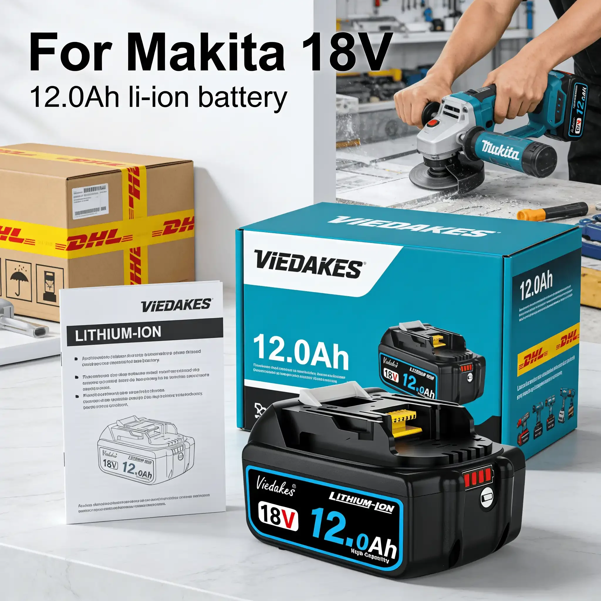 

100% for Makita battery, for makita 18v battery 12.0Ah for power tools 18v LXT DTD173 DGA404 DJV182 HR140D DTW700 DDF487