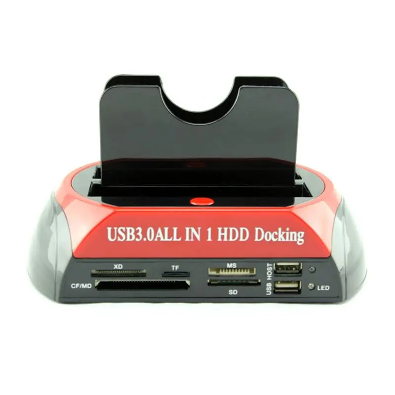 AED7-Dual Bay HDD Docking Station USB3.0 SATA IDE 2.5 & 3.5 Inch External Hard Drive Dock All In 1 Hard Drive Holder