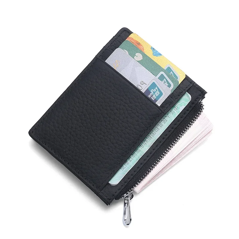 Porte-cartes en cuir ultra-fin pour hommes et femmes, portefeuille multi-cartes universel, porte-cartes antivol, couche de tête, RFID