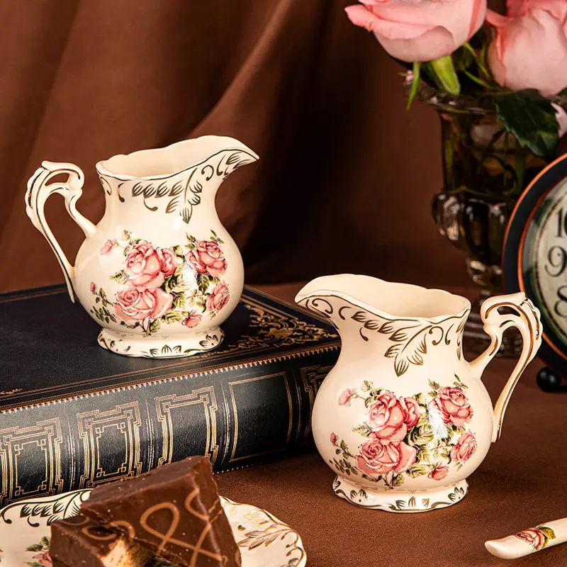 Ceramic Coffee Latte Art Milk Jug Exquisite Milk Pitcher French Vase Home Decor Milk Pot Spouted Milk Cup
