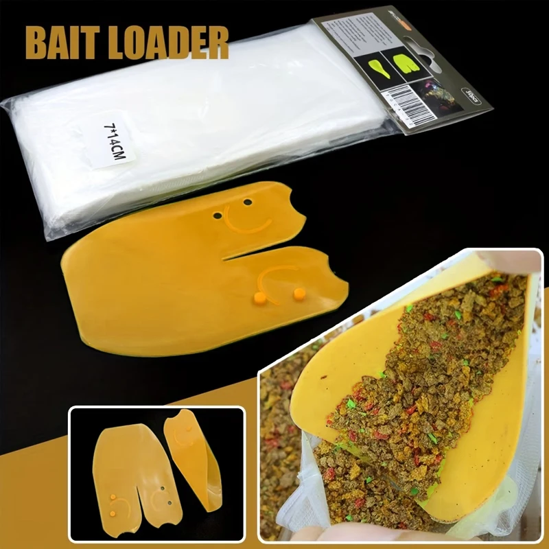 Durable Water-Soluble Bait Loader with Spoon | Yellow Fishing Tool for Quick Bait Application, Ideal for Long-Casting Tackle, Ba