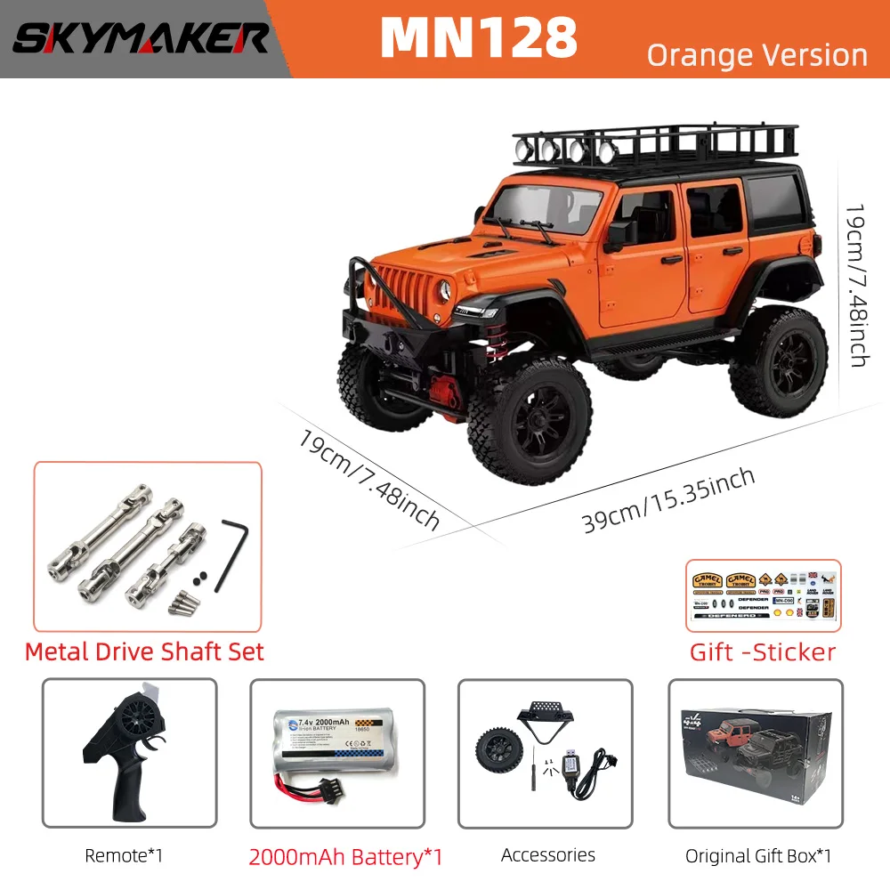 MN128 1/12 RC Car 4WD Jeep Model 2.4G Remote Control LED Light 4X4 Off Road 4WD Climbing RC Truck Electric Toy Car Gift for Boy image 3