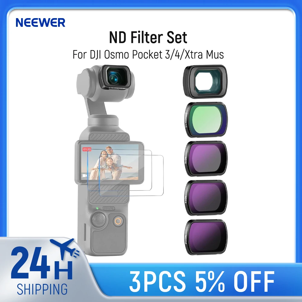 NEEWER ND Filter Set For DJI Osmo Pocket 3/Pocket 4/Xtra Muse,ND16 ND64 ND256 Black Diffusion 1/4 Filter for Mist Cinematic