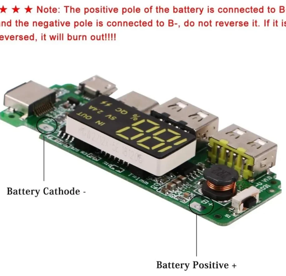 2 18650 شواحن بطارية ليثيوم 5 فولت 2.4A المزدوج USB لوحة دوائر كهربائية وحدة عرض LCD رقمية
