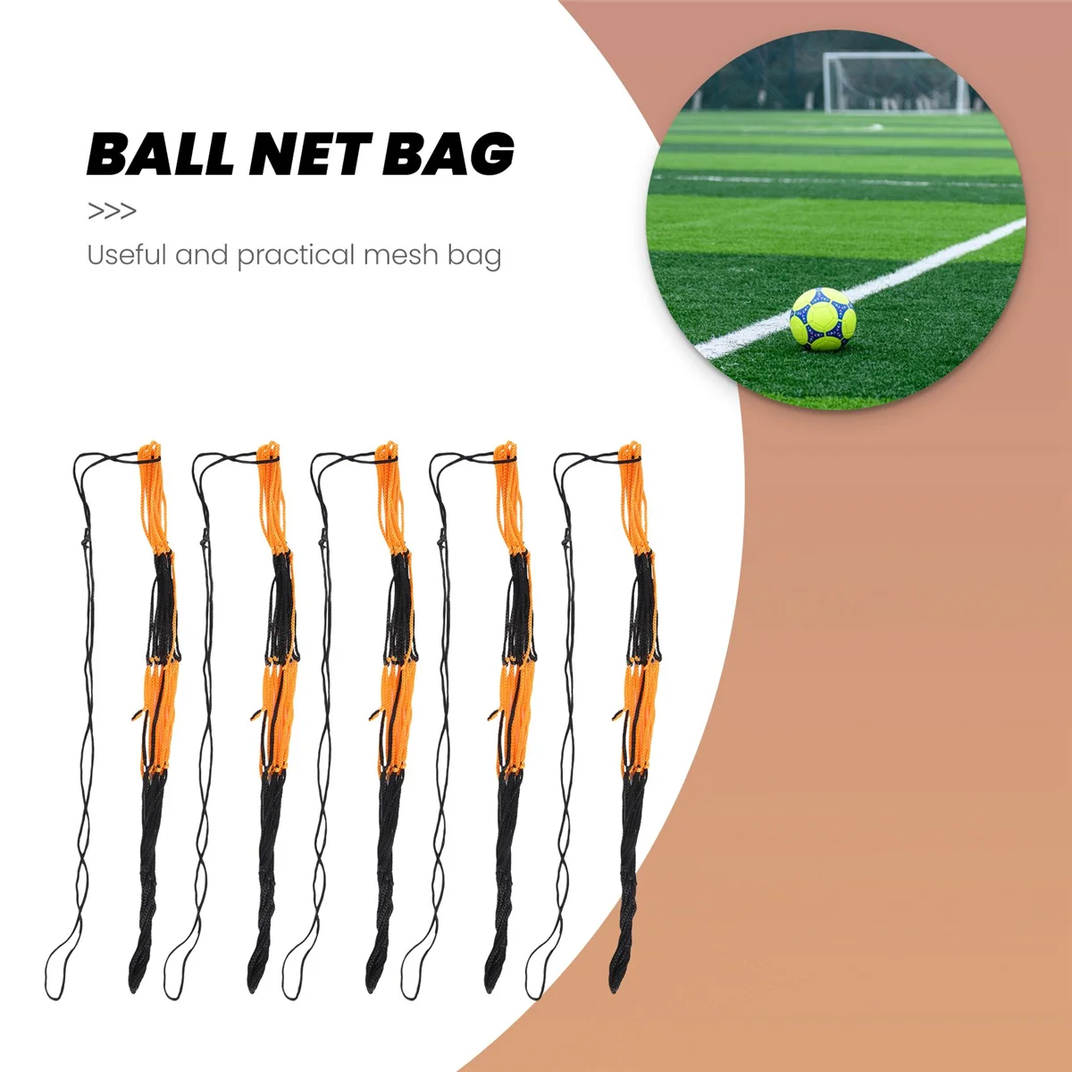 5PCS Nylon Net Bag Ball Carrier for 1 Volleyball Basketball Football Soccer