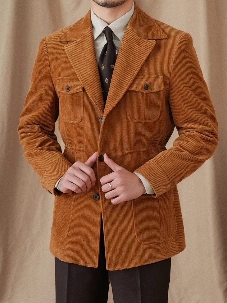 

Мистер. Осенне-зимний винтажный охотничий костюм Deer Tee из вельвета, приталенный, из чистого хлопка, с зауженной талией, для джентльменов