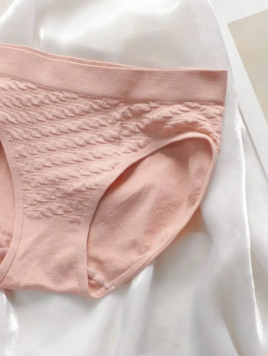 

Womens Pink Solid Knit Bikini Briefs Medium Stretch Comfortable Underwear