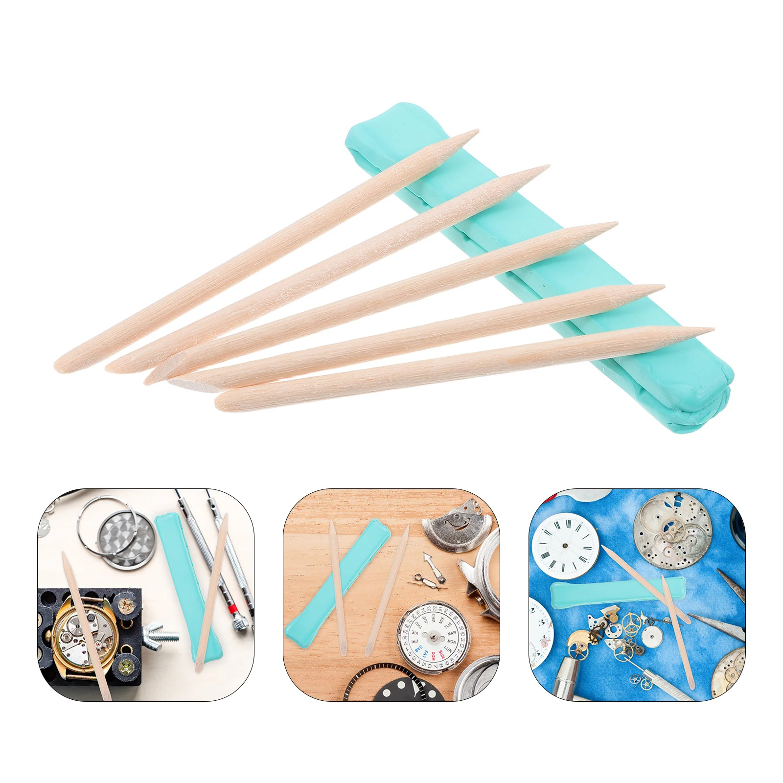 

1Set Watch Repair Tool Kit Cleaning Putty Wooden Sticks Home Maintenance Watch Movement Degreasing Clay Watchmakers Tools Repair