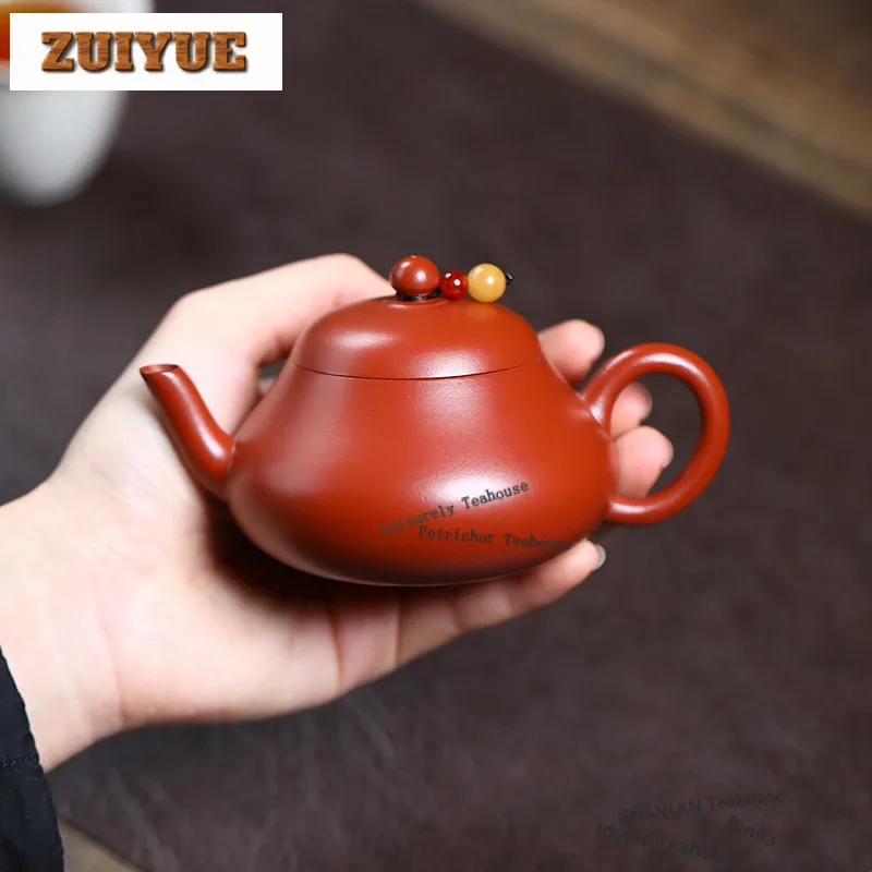 

110ml Ancient Yixing Purple Clay Teapots Master Handmade Short Pear Pot Raw Ore Zhu Mud Kettle With Infuser Zisha Tea Set Craft