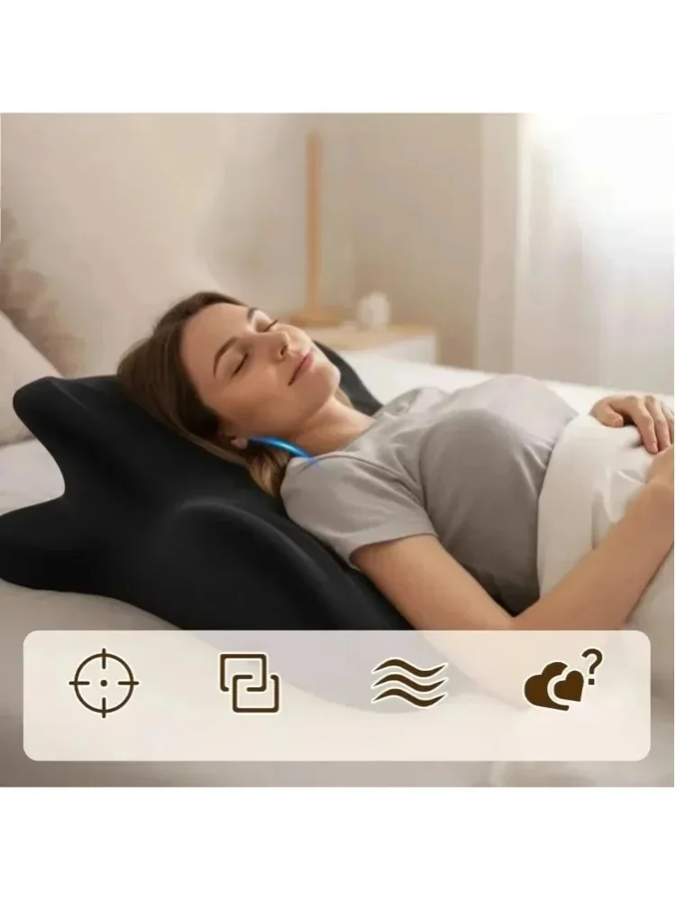 Ta czarna poduszka do spania, zaprojektowana z myślą o redukcji nacisku, może być również używana jako ergonomiczne podparcie lędźwiowe. Jej wszechstronny i wygodny kształt sprawia, że idealnie nadaje — 2