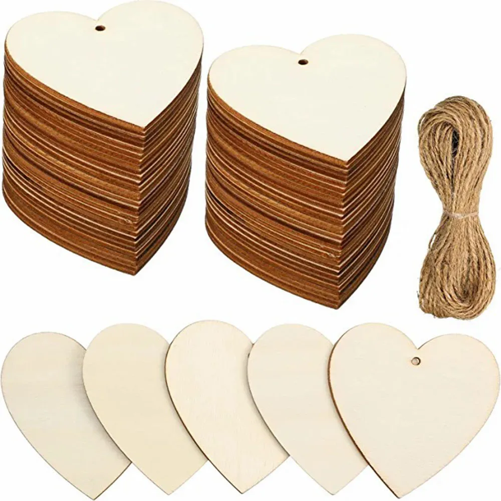 10/20/50Pcs Wooden Slices DIY Crafts Creative Decoration Christmas Wood Pieces For Happy Valentine\'s Day Pendant Gift Ornament