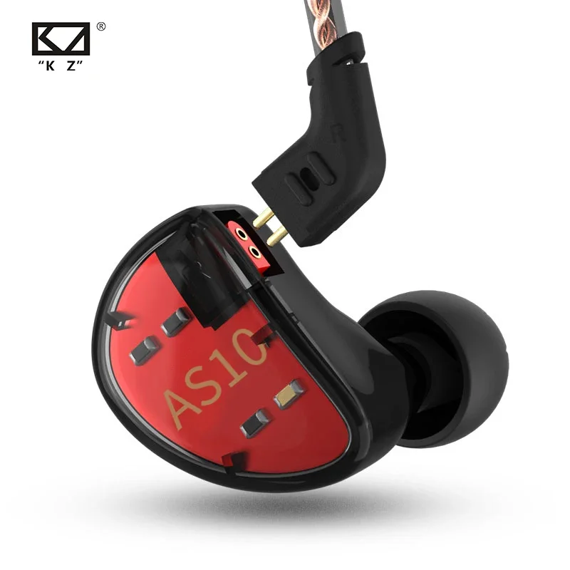 KZ AS10 Голубой 5BA Сбалансированный арматурный драйвер HIFI Басовые наушники-вкладыши Монитор Игровая гарнитура Наушники с шумоподавлением