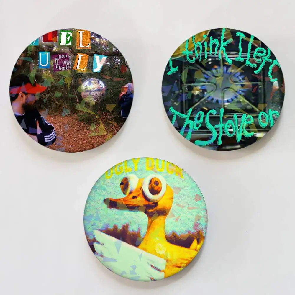 Band H-Hotel U-Ugly Round Badge Lapel Pins for Backpacks Briefcase Laser Brooch Clothes Gifts